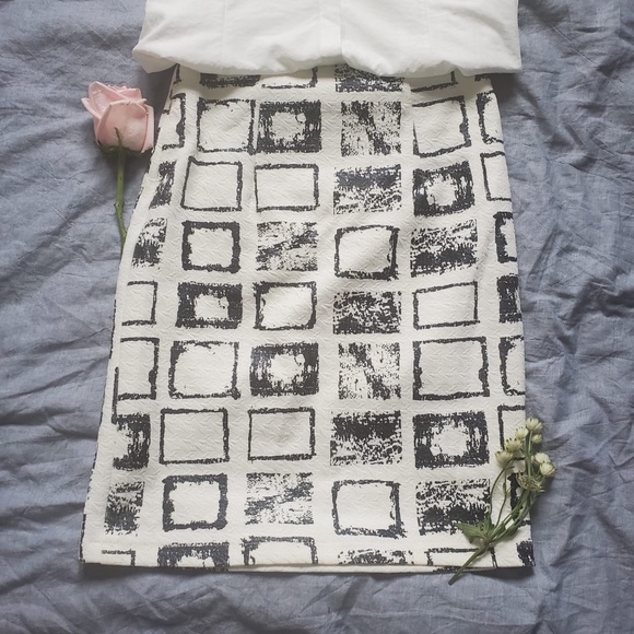 Korean Style Black and White Pencil Skirt - Picture 1 of 4